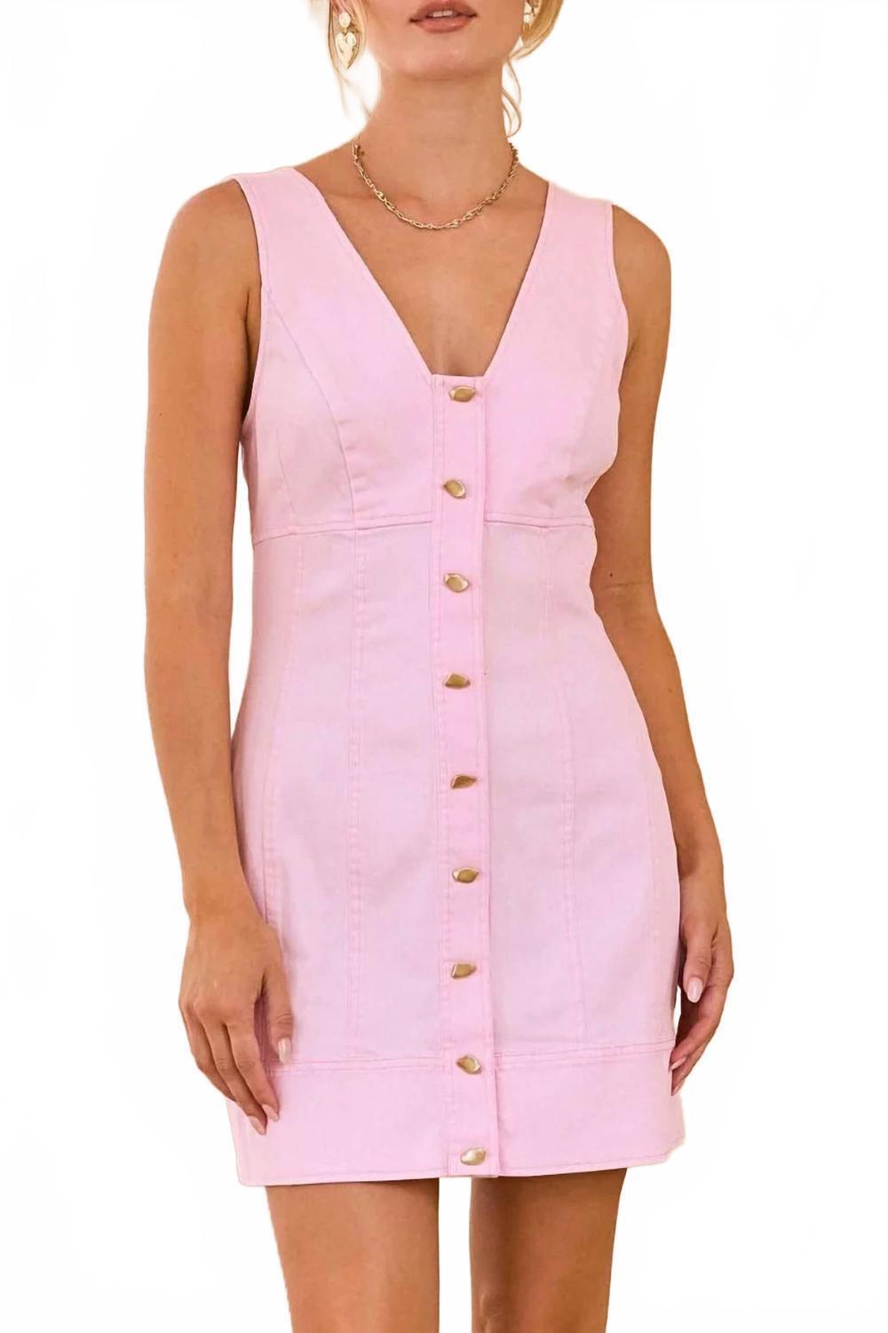 New Skies Are Blue Chelsea Sleeveless Button-Front Mini Dress In Pink